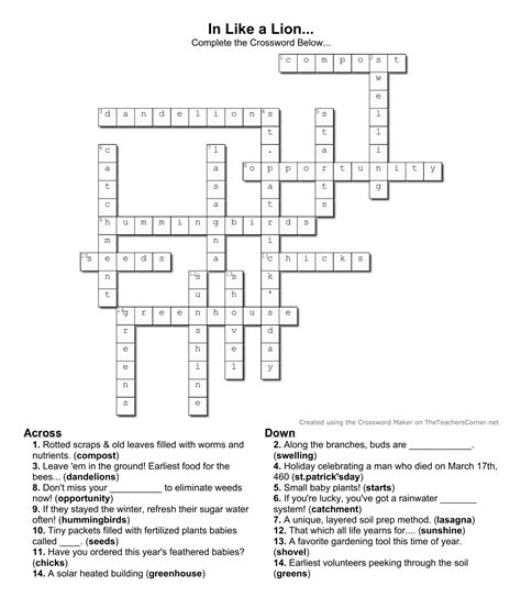 like a lion crossword